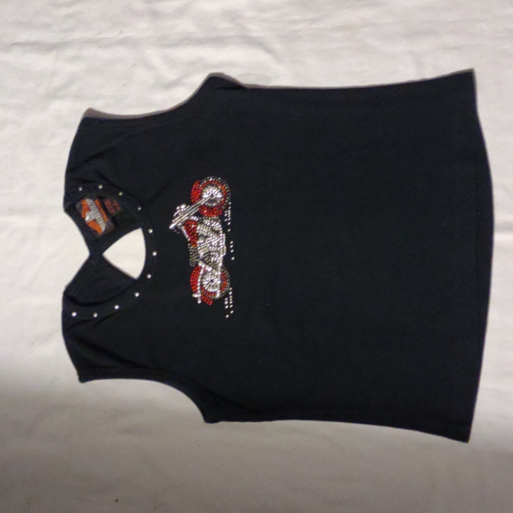 BIKER DESIGN COLLECTION BLACK SLEEVLESS SHIRT